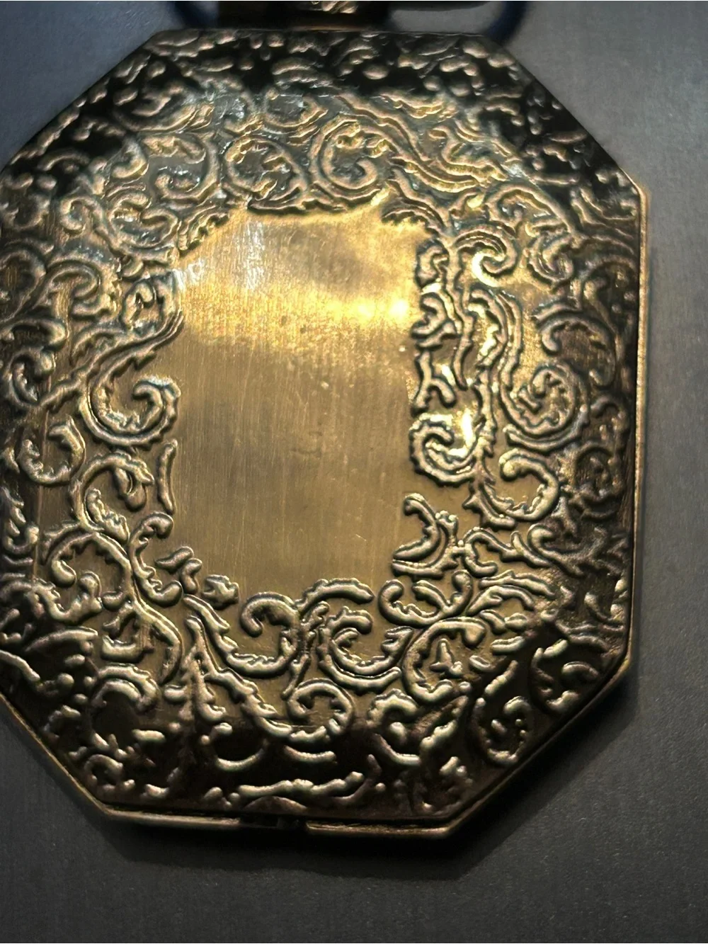 Vintage-Inspired Octagonal Pocket Watch Necklace - Bronze Tone